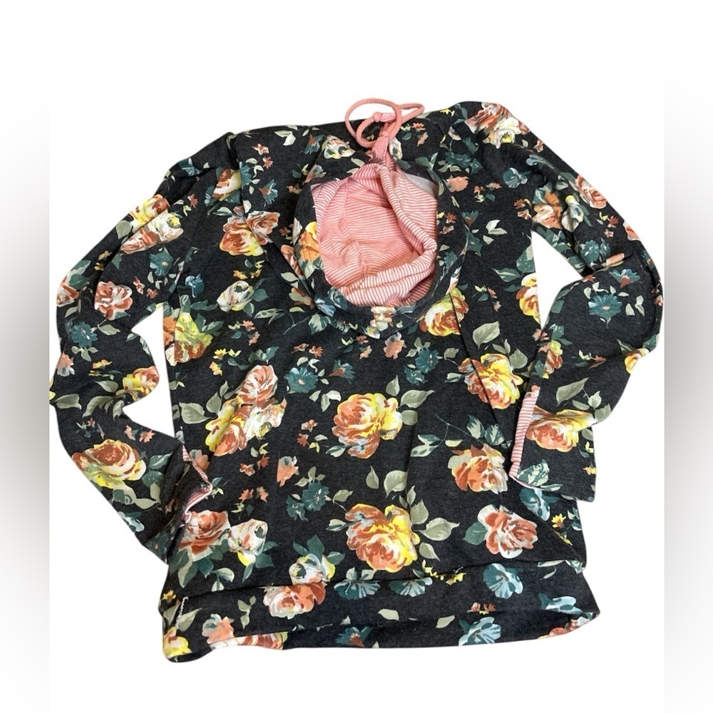 Floral Hoodie w/pockets. Ampersand Avenue W’s Med. reversible fabric - Picture 5 of 10